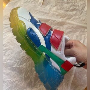 STELLA MCCARTNEY White Logo double strap Trainers kids size 30